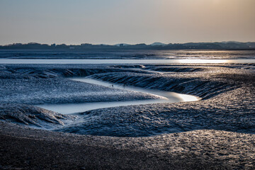 Sunset view of tidal flats of the sea at Seongamdo Island near Ansan-si, South Korea