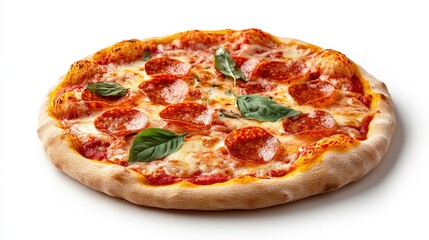 Delicious Pepperoni Pizza with Fresh Basil Toppings
