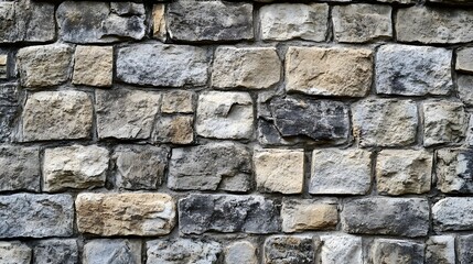 Obraz premium A high-resolution image of a weathered stone wall, with a blend of grays and browns, offering ample copy space