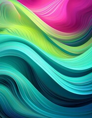 Abstract waves in green, blue, and pink