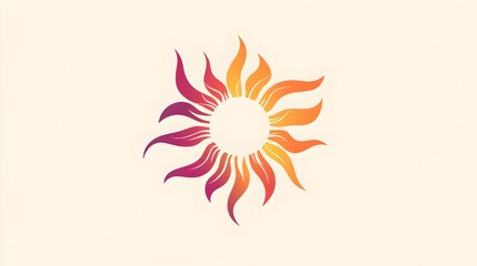Obraz premium A vibrant sun logo showcasing a dynamic design with a warm color palette, perfect for branding, on a light solid color backdrop