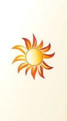 Naklejka premium A stylized sun logo with a realistic touch, emphasizing its glow and warmth, surrounded by ample copy space on a light solid background