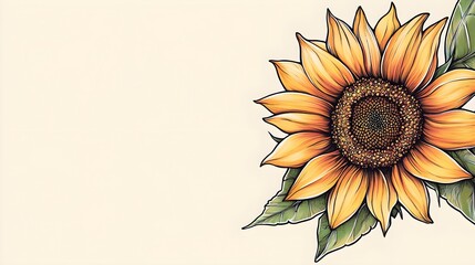 A vibrant sunflower tattoo design featuring intricate petal details and realistic shading, set against a light solid color background, allowing for copy space