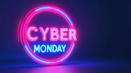 Pink and Blue Neon Sign with the Words Cyber Monday