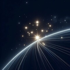 Obraz premium A minimalistic space background featuring a simple glowing star cluster on a dark navy backdrop