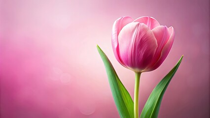 Fototapeta premium A Delicate Pink Tulip with a Softly Blurred Background, Evoking a Sense of Tranquility and Beauty