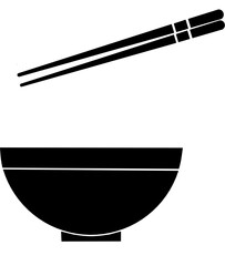 A silhouette of bowl and chopstick design vector, illustration for template and restaurant background 