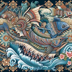 Fototapeta premium thai painting on wall