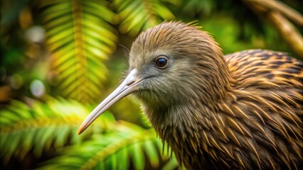 Obraz premium Discovering the Unique Characteristics and Habitat of the Fascinating Kiwi Bird from New Zealand