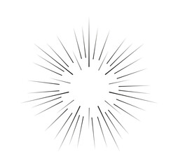 Obraz premium Geometric sun ray. Sunbeam and sunshine, sunburst. Minimalist creativity and artwork. Outline bursting. Template and layout. Linear vector illustration