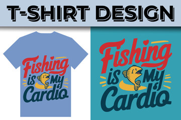 Fishing creative t-shirt emblem typography illustration design  template 