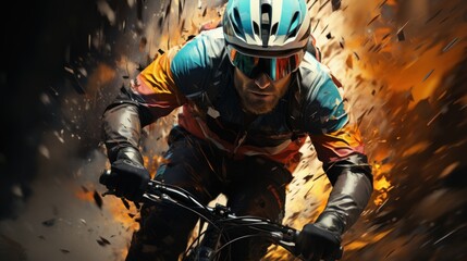 Fototapeta premium Mountain Biker in Action