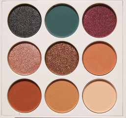 Colorful Cosmetic Pigment Palette Close up Warm Colors