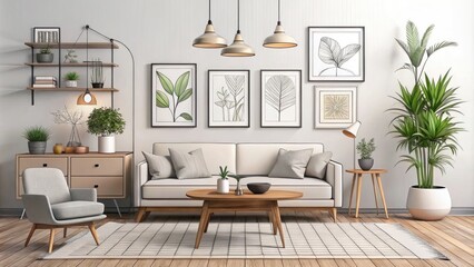 Elegant and Minimalist Line Art Illustration for Modern Home Decor and Creative Design Projects