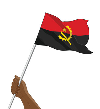 recommend clip art: hand holding a waving angola flag vector