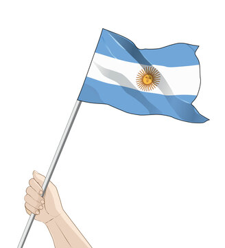 recommend clip art: hand holding a waving argentina flag vector