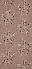  beige woodgrain texture background with a cream and black floral pattern.