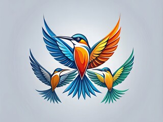 Obraz premium Elegant logo design featuring stylized birds in flight, symbolizing freedom and creativity.