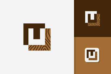 u letter wood logo design vector template © superbejo