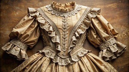 Elegant Vintage Victorian Dress with Intricate Lace and Ruffles Perfect for Historical Fashion Inspiration