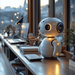 Friendly Robot Companion in Modern Workspace