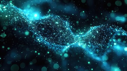 Abstract Digital Wave of Blue Light and Particles