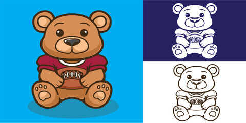 mascot bear doll with american  football outfit good for brand, branding, mascot design, sticker, t shirt design, etc