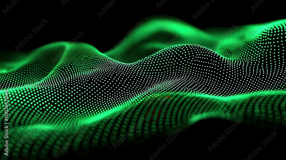 Poster emerald connections, a vibrant deep green backdrop infused with interlinking dots, creating a sense 