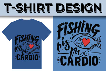 Fishing creative t-shirt emblem typography illustration design  template 
