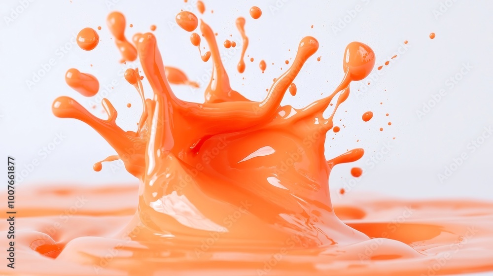 Poster dynamic orange paint explosion, vibrant splashes create an energetic visual display, capturing the e