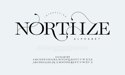 Northze typography beauty fashion elegant minimalist serif italic fonts decorative wedding vintage retro logos. Minimal luxury font alphabet logo. Vector illustration