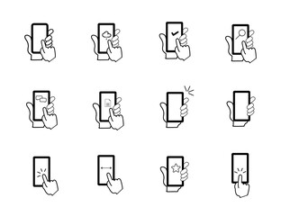 スマートフォン操作ジェスチャーアイコンセット