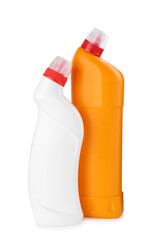 Two toilet cleaners in bottles isolated on white