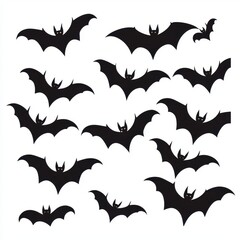Fototapeta premium A Halloween bat window decal, spooky bat silhouettes, adhesive decor, isolated on white background