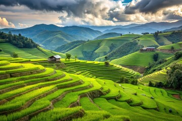 Lush Green Rice Terraces in Pa Pong Pieng, Chiang Mai, Thailand Capturing Nature's Beauty