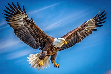 Obraz premium Majestic Apus Apus Bird in Flight Over Clear Blue Sky Showcasing Its Graceful Aerial Skills