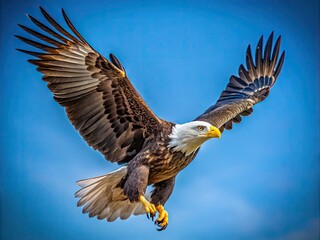 Obraz premium Majestic Bird in Flight Against a Clear Sky Showcasing Nature's Beauty and Freedom in Motion