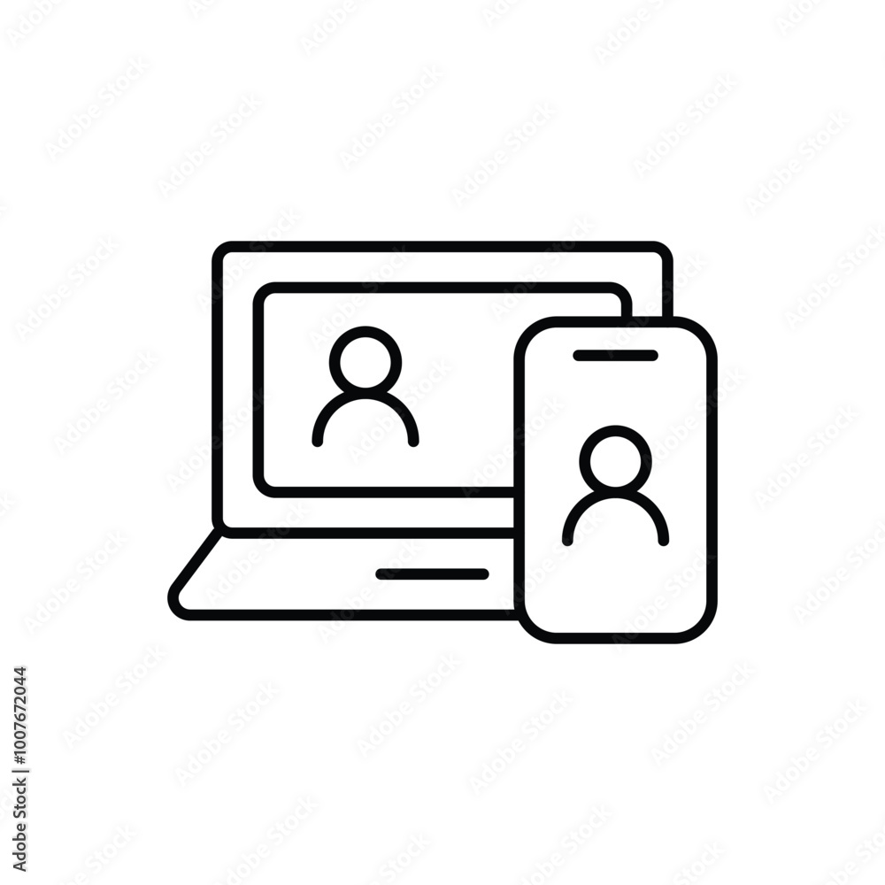 Aufkleber online meeting thin outline icon vector design good for web or mobile app