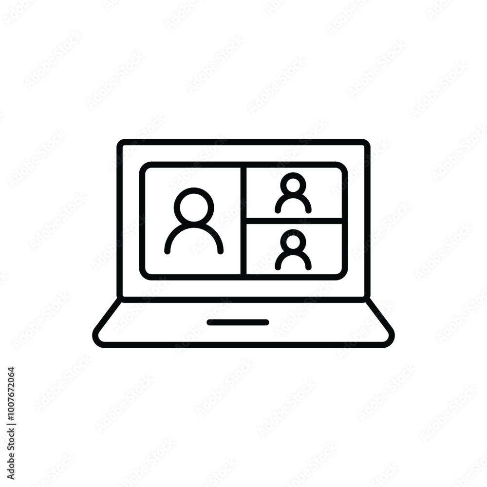 Poster video conference thin outline icon vector design good for web or mobile app
