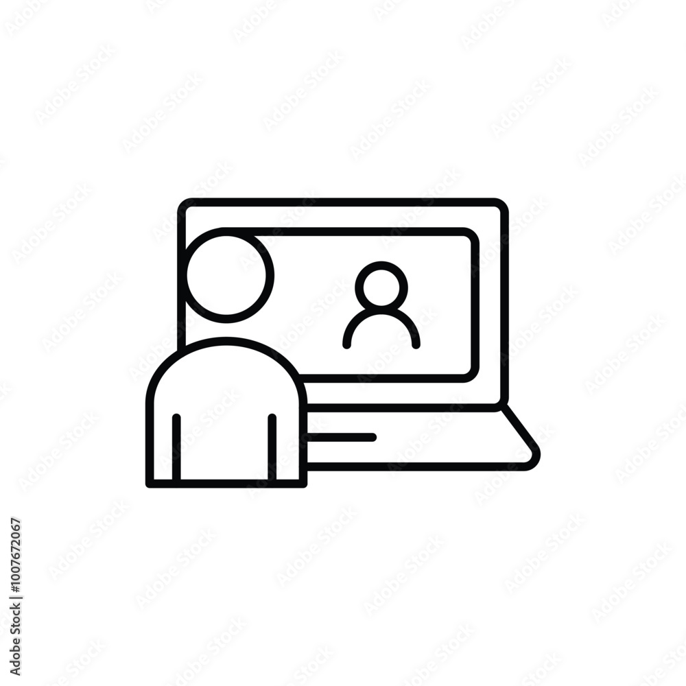 Poster online meeting thin outline icon vector design good for web or mobile app