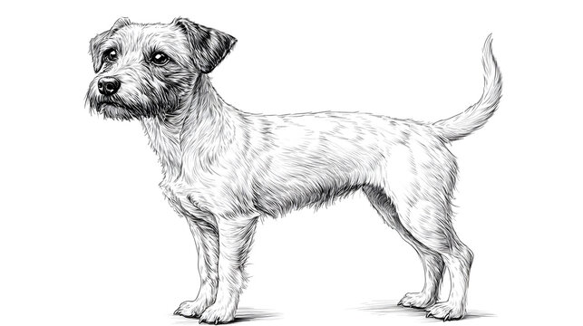 recommend clip art: Jack Russell Terrier full body sketch hand drawn line art engraving Vector illustration