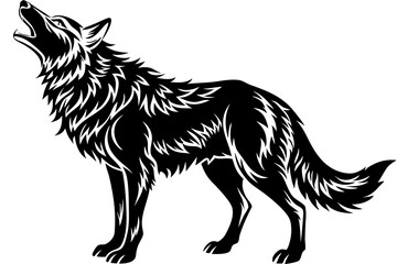  illustration of a Wolf Howling Silhouette