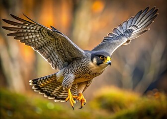 Fototapeta premium Majestic Peregrine Falcon in Flight: The Fastest Bird on Earth Captured in Stunning Detail