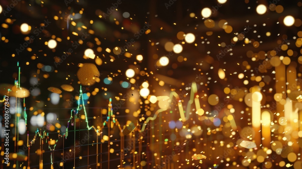 Poster sparkling financial data visualization background