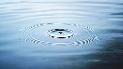 Water Droplet Ripples in Blue Lake