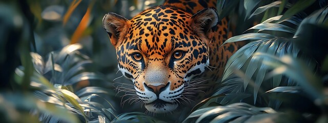 Jaguar in the Jungle - Realistic 3D Illustration