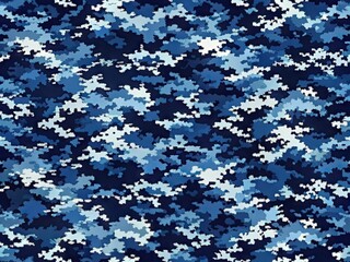 Navy Blue Digital Camo Pattern for Textiles, Fashion, Military, and Graphic Design Applications