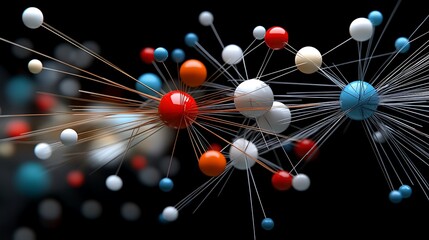 Abstract Network Connections   D Render  Colored Spheres  Abstract Background  Digital Art