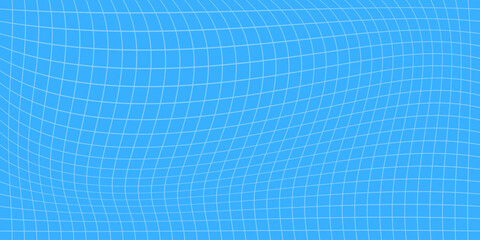 Wavy grid pattern background on blue background. Thin line pattern background