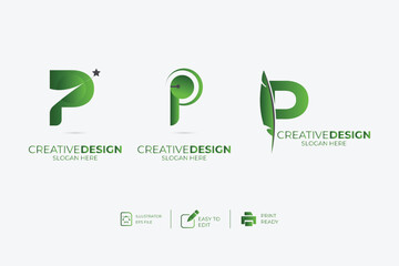 vector P Letter minimalist creative business company Logo Design Free Icon 